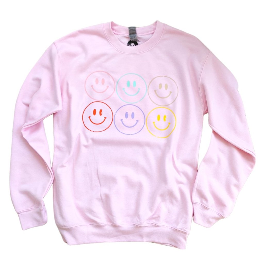 Smiley Face Crewneck Sweatshirt - Picture 2 of 5